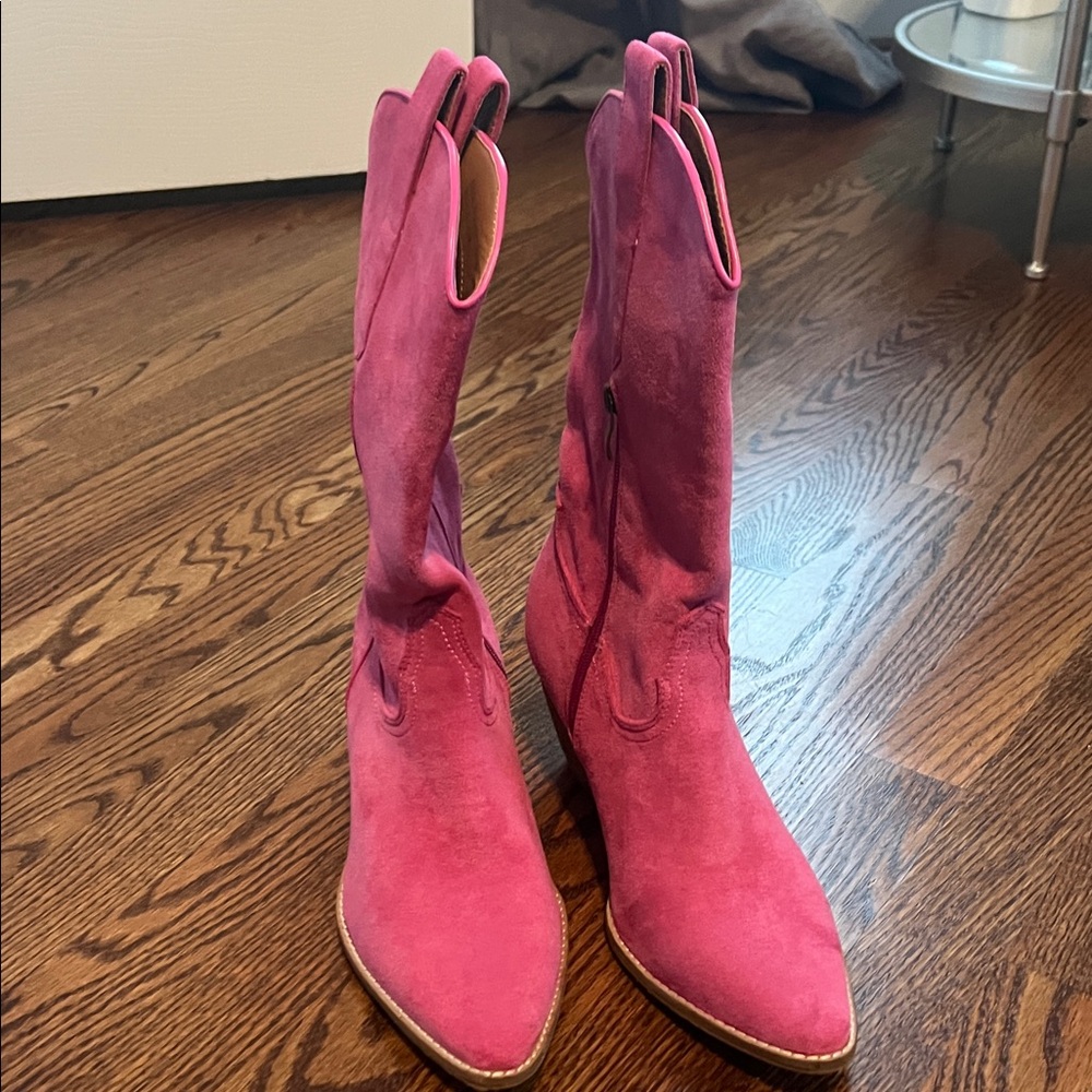 Pink Suede Women's Boots